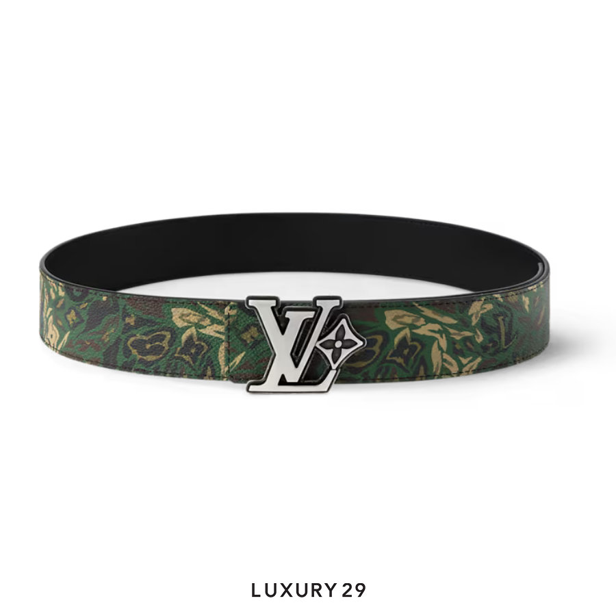 Louis Vuitton LV Flower Camoflage 40mm Reversible Belt Green LOUIS VUITTON Luxury29