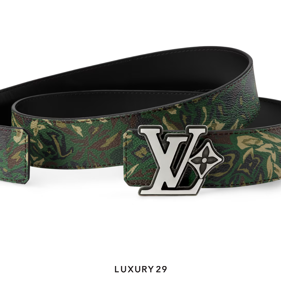 Louis Vuitton LV Flower Camoflage 40mm Reversible Belt Green LOUIS VUITTON Luxury29