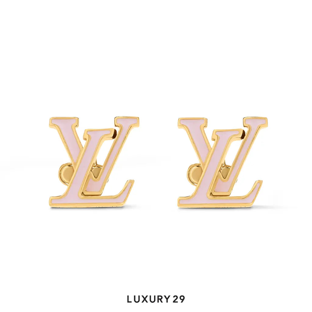 Louis Vuitton LV Iconic Enamel Earrings Brass and Pink Enamel