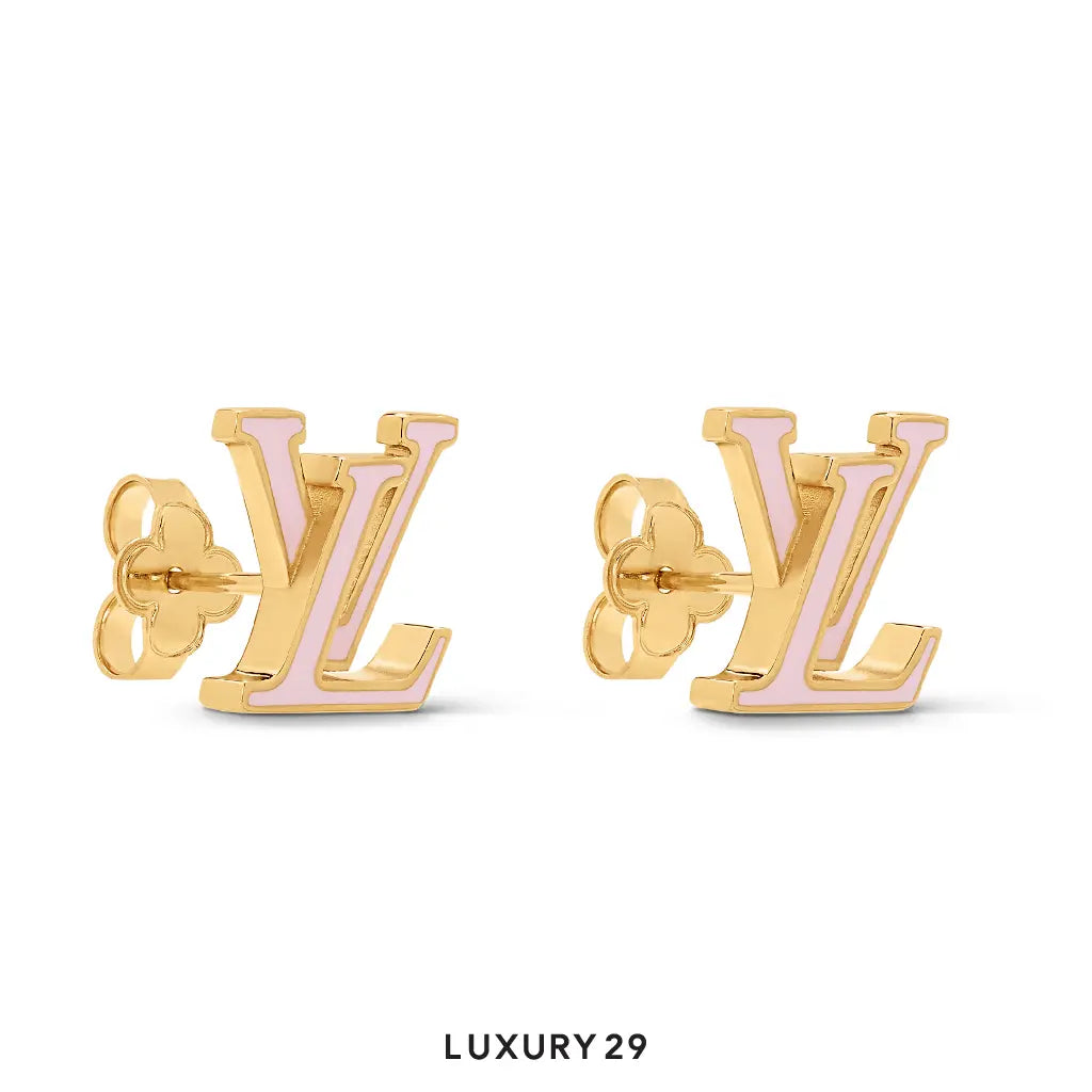Louis Vuitton LV Iconic Enamel Earrings Brass and Pink Enamel LOUIS VUITTON