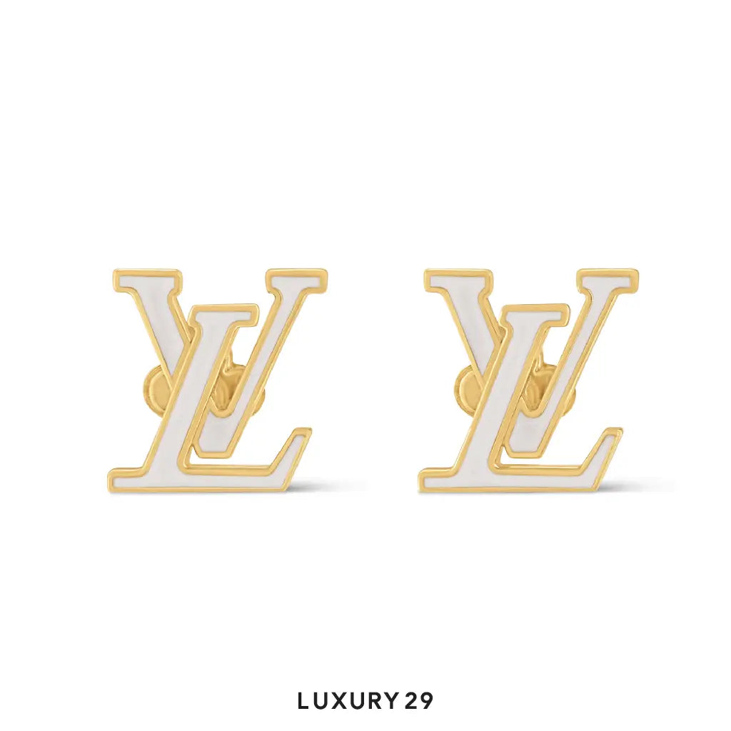 Louis Vuitton LV Iconic Enamel Earrings Brass and White Enamel LOUIS VUITTON