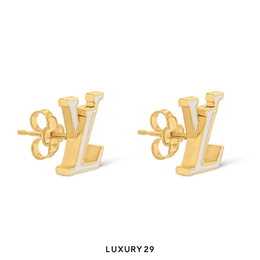 Louis Vuitton LV Iconic Enamel Earrings Brass and White Enamel LOUIS VUITTON