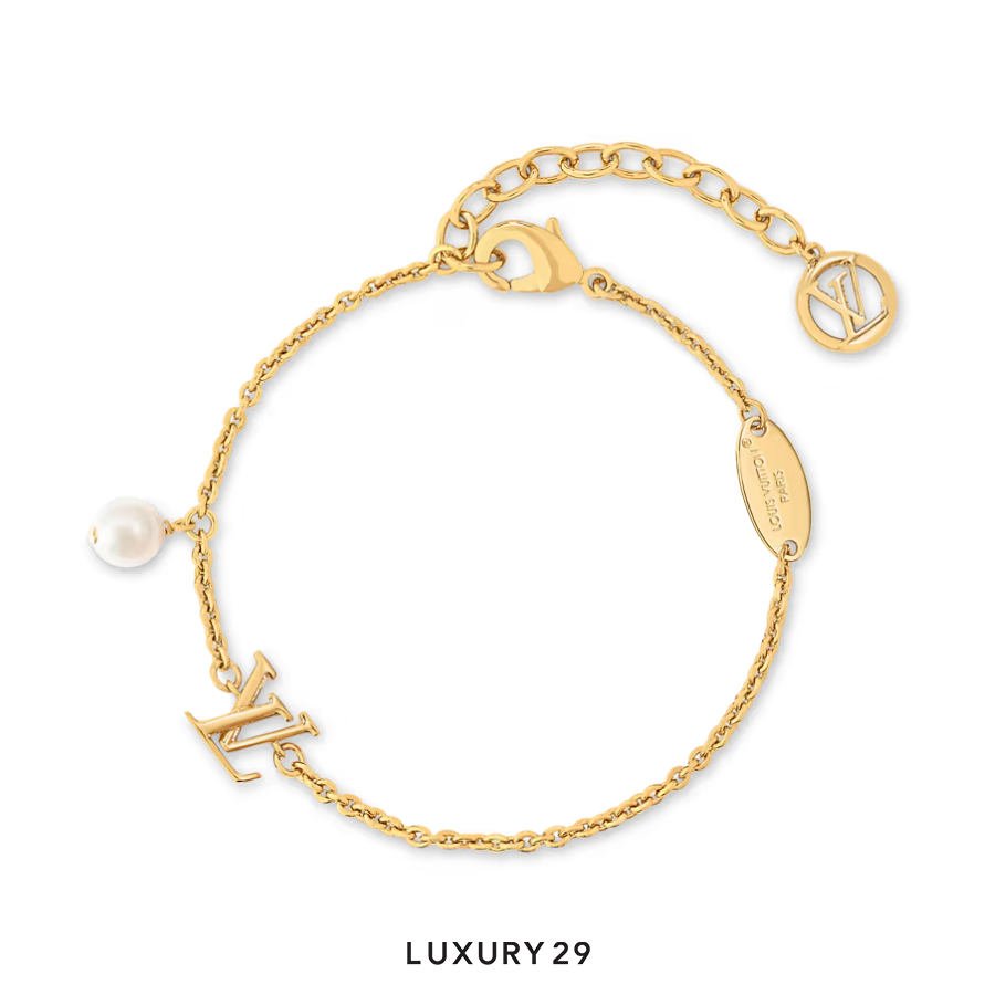 Louis Vuitton LV Iconic Louisa Bracelet White resin pearl Gold LOUIS VUITTON