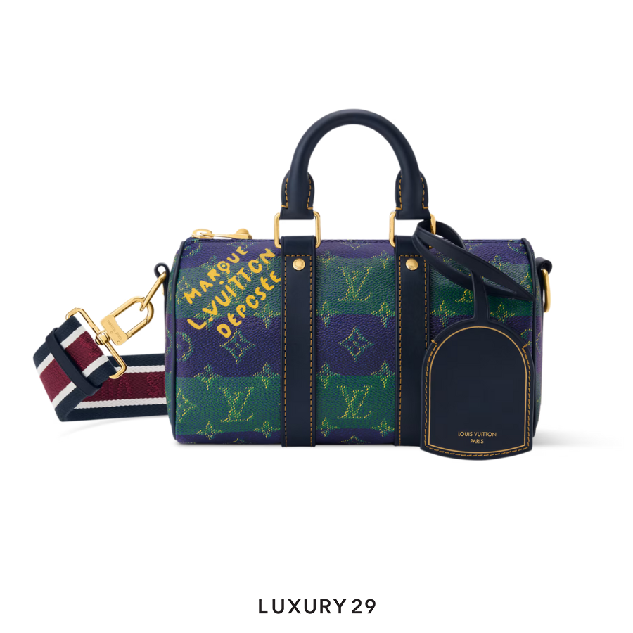 Louis Vuitton LV Keepall Bandouliere 25 Bag Blue Stripes LOUIS VUITTON Luxury29