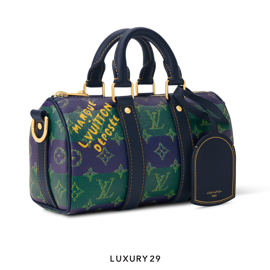 Louis Vuitton LV Keepall Bandouliere 25 Bag Blue Stripes LOUIS VUITTON Luxury29