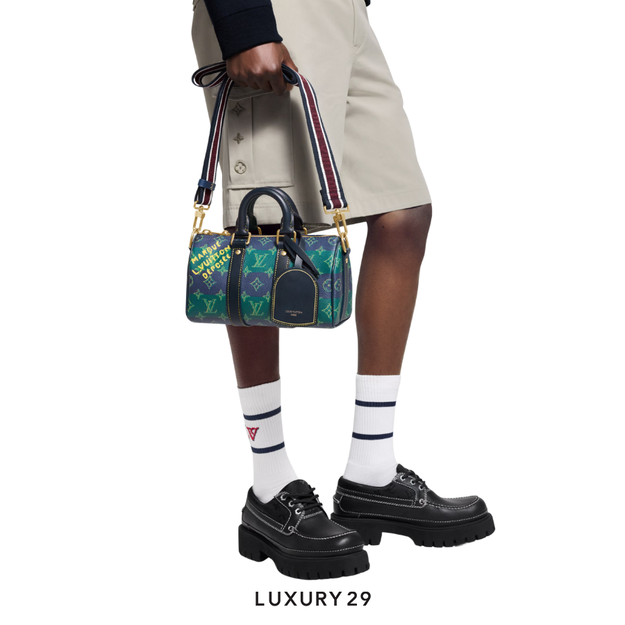 Louis Vuitton LV Keepall Bandouliere 25 Bag Blue Stripes LOUIS VUITTON Luxury29