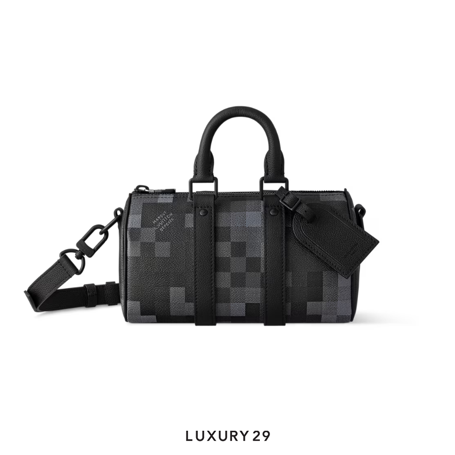 Louis Vuitton LV Keepall Bandouliere 25 Damoflage Black coated canvas