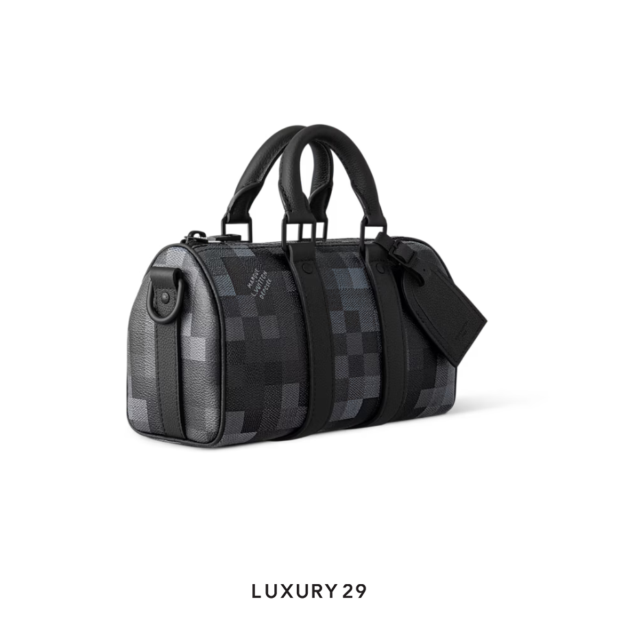Louis Vuitton LV Keepall Bandouliere 25 Damoflage Black coated canvas LOUIS VUITTON