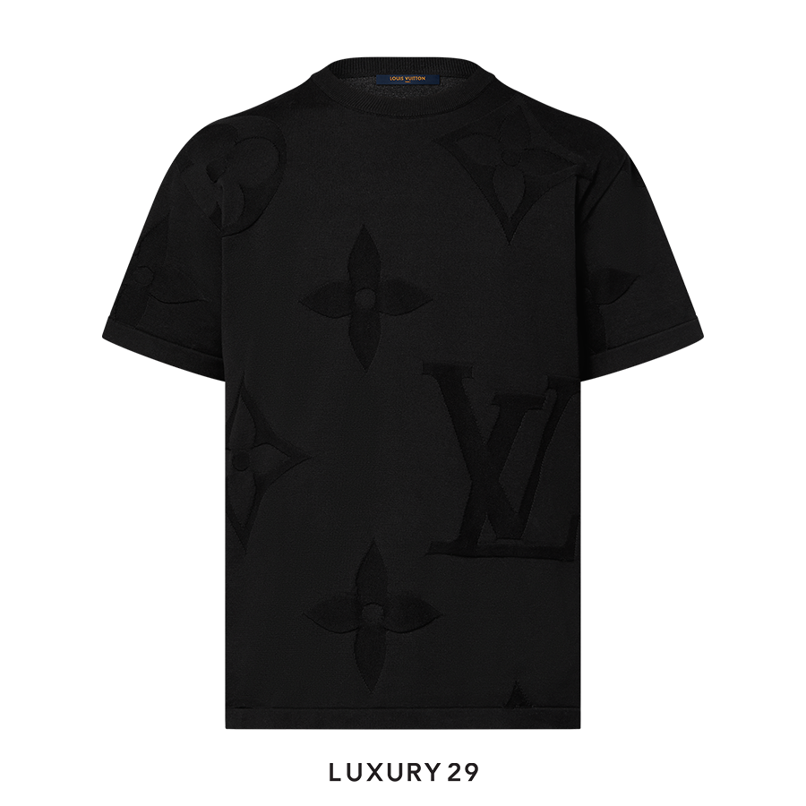 Louis Vuitton LV Monogram Embroidered Cotton T-Shirt Black