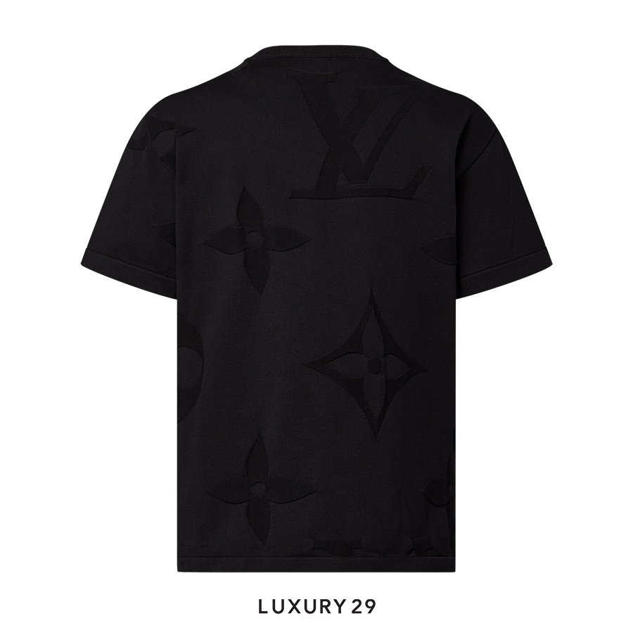 Louis Vuitton LV Monogram Embroidered Cotton T-Shirt Black LOUIS VUITTON