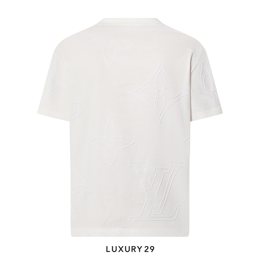 Louis Vuitton LV Monogram Embroidered Cotton T-Shirt White LOUIS VUITTON
