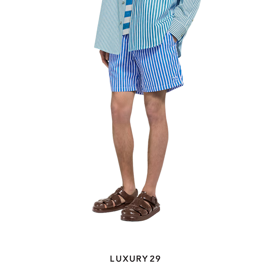 Louis Vuitton LV Monogram Striped Swim Shorts Blue LOUIS VUITTON