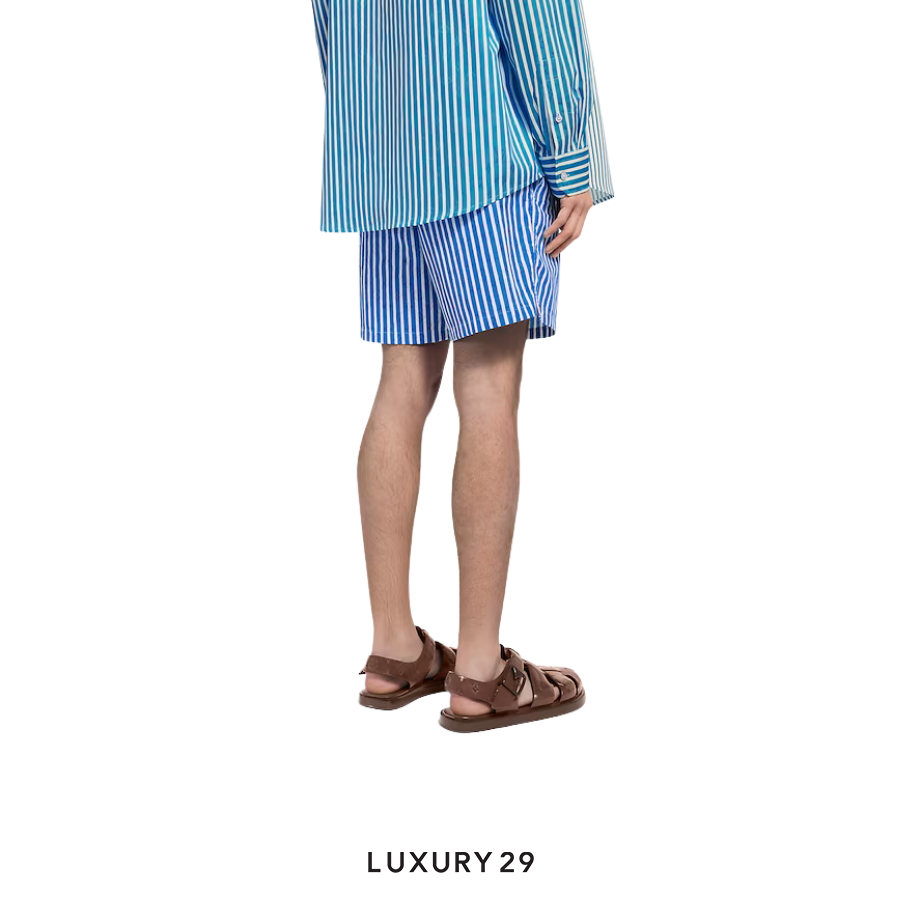 Louis Vuitton LV Monogram Striped Swim Shorts Blue LOUIS VUITTON