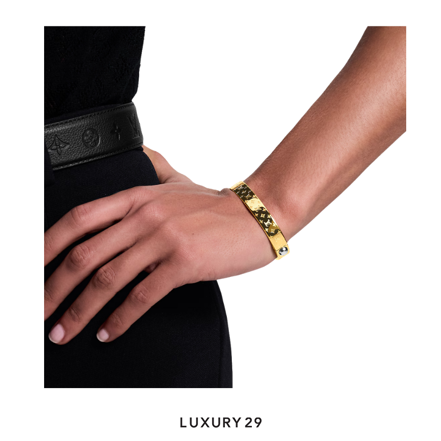 Louis Vuitton LV Nanogram Rigid Bracelet Gold LOUIS VUITTON