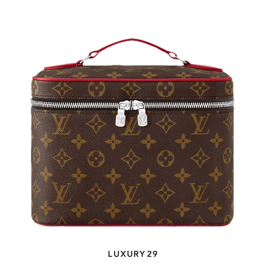 Louis Vuitton LV Nice BB Bag Red Sari Monogram Macassar Canvas