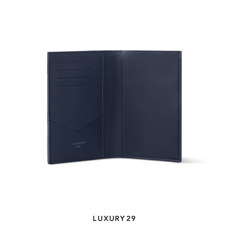 Louis Vuitton LV Passport Cover Monogram Shadow embossed calf leather Navy Blue LOUIS VUITTON