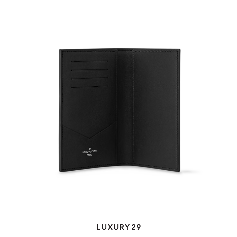 Louis Vuitton LV Passport Cover Monogram Shadow embossed cowhide leather Black LOUIS VUITTON
