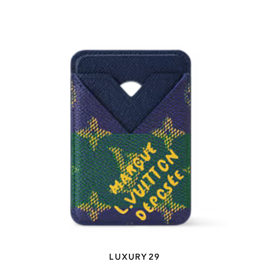 Louis Vuitton LV Porte-Cartes Magnet Card Holder Blue Stripes LOUIS VUITTON