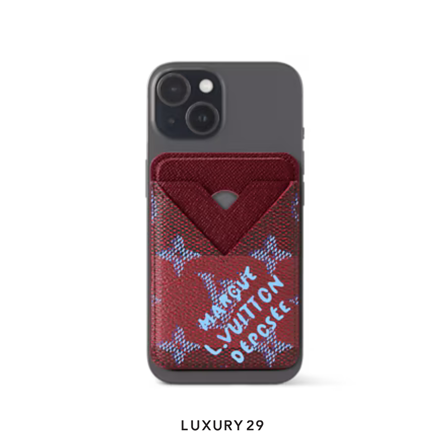 Louis Vuitton LV Porte-Cartes Magnet Card Holder Red Stripes LOUIS VUITTON