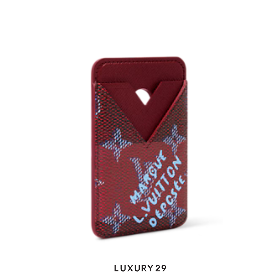 Louis Vuitton LV Porte-Cartes Magnet Card Holder Red Stripes LOUIS VUITTON