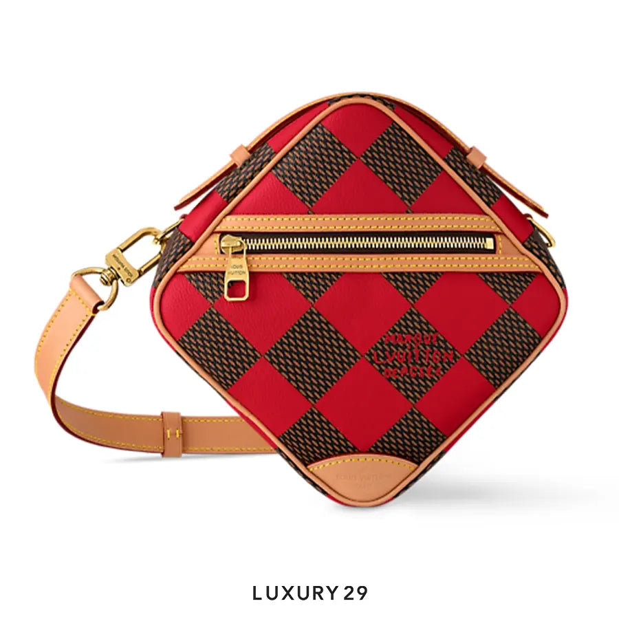 Louis Vuitton LV Red Damier Canvas Chess Messenger Bag