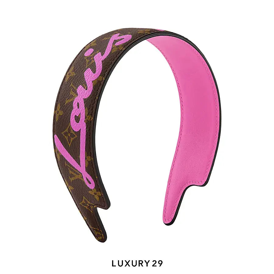 ที่คาดผม Louis Vuitton ลาย LV สีชมพู