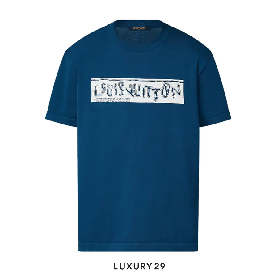 Louis Vuitton LV Short-Sleeved Cotton Crewneck Dark Blue
