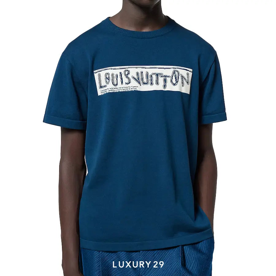 Louis Vuitton LV Short-Sleeved Cotton Crewneck Dark Blue LOUIS VUITTON