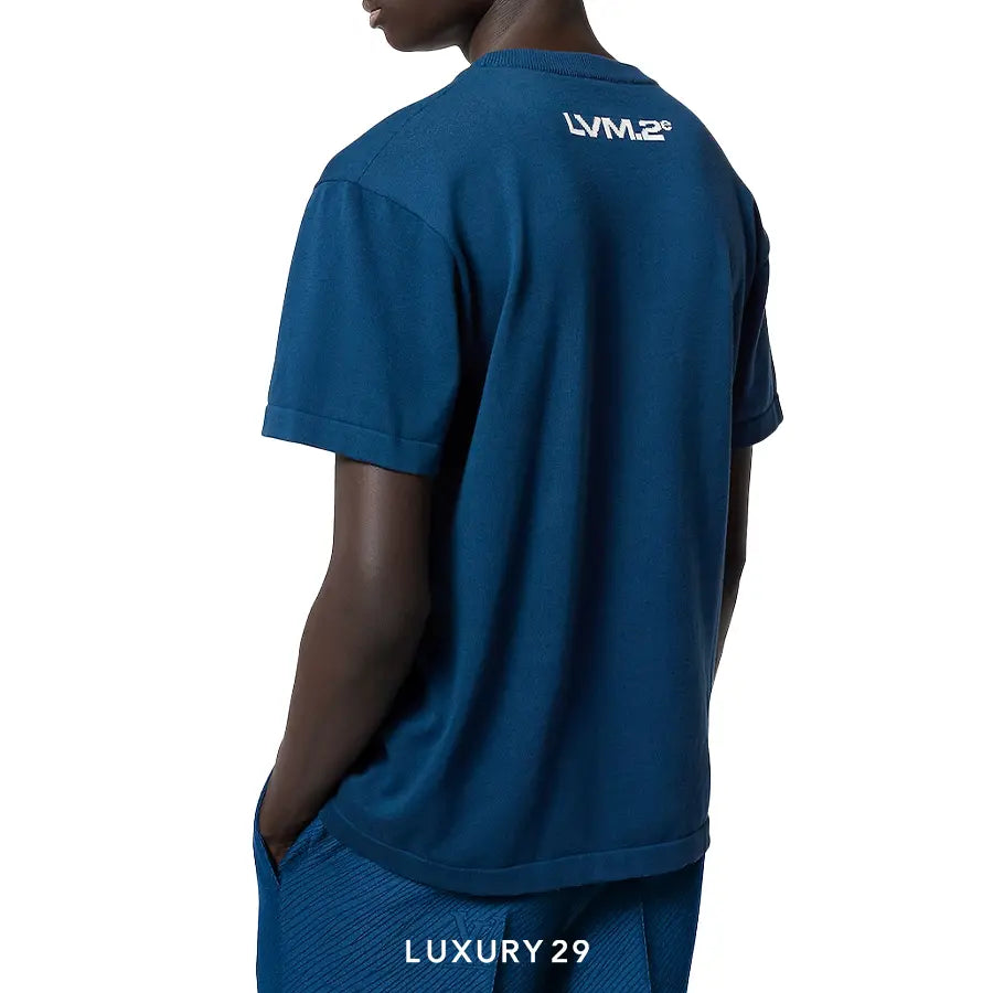 Louis Vuitton LV Short-Sleeved Cotton Crewneck Dark Blue LOUIS VUITTON