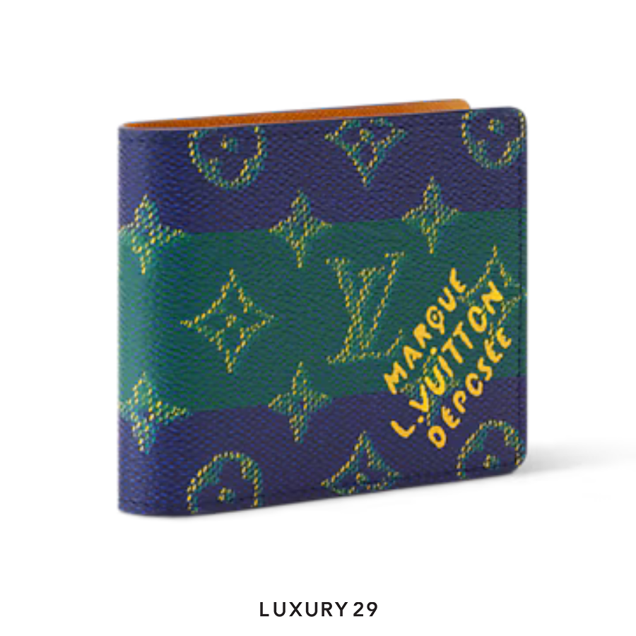 Louis Vuitton LV Slender wallet Monogram Heritage Canvas Blue LOUIS VUITTON