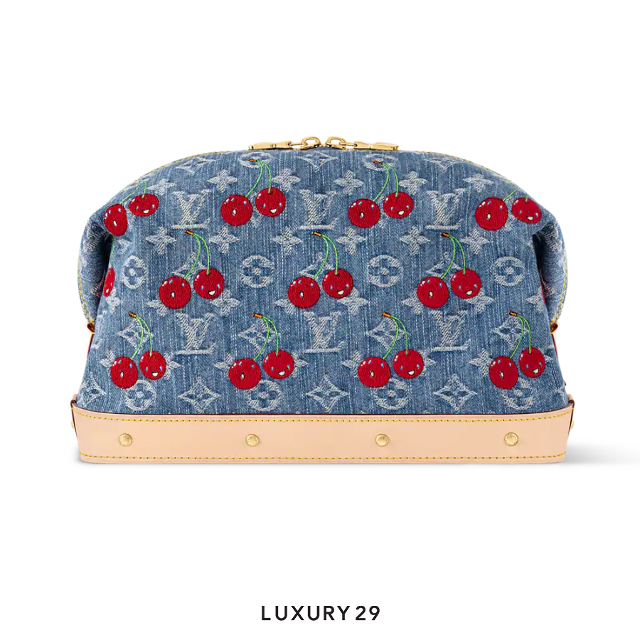Louis Vuitton LV x TM Cosmetic Pouch GM Monogram cherry denim Blue LOUIS VUITTON