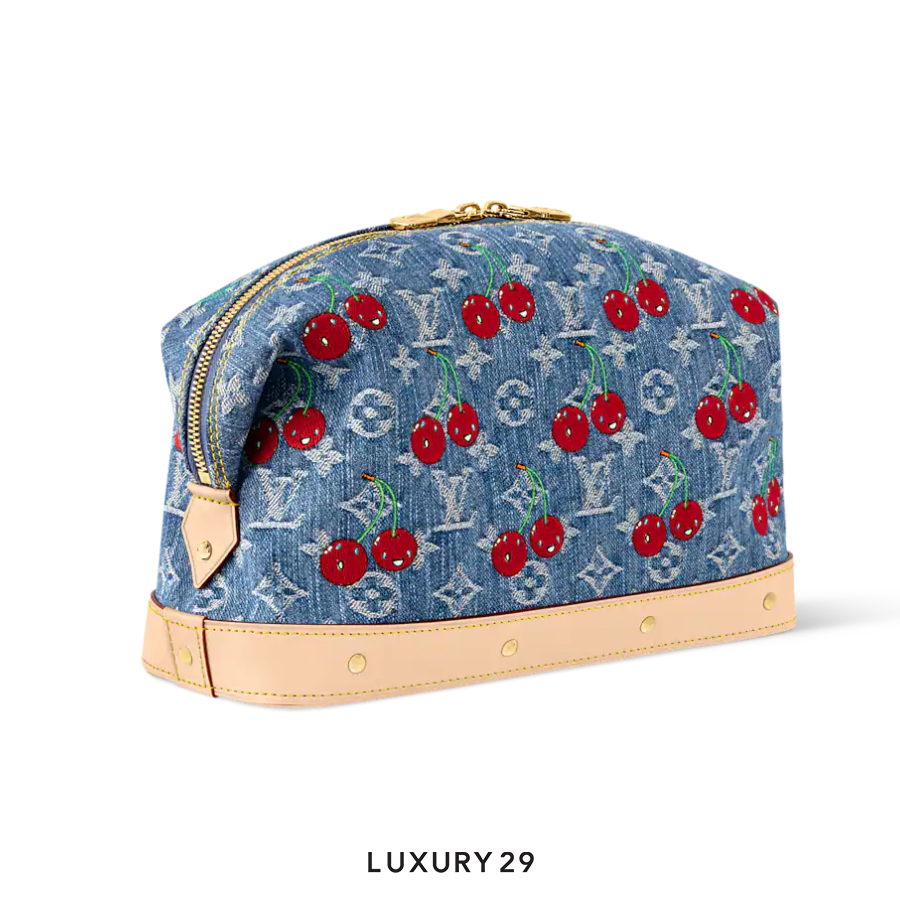 Louis Vuitton LV x TM Cosmetic Pouch GM Monogram cherry denim Blue LOUIS VUITTON