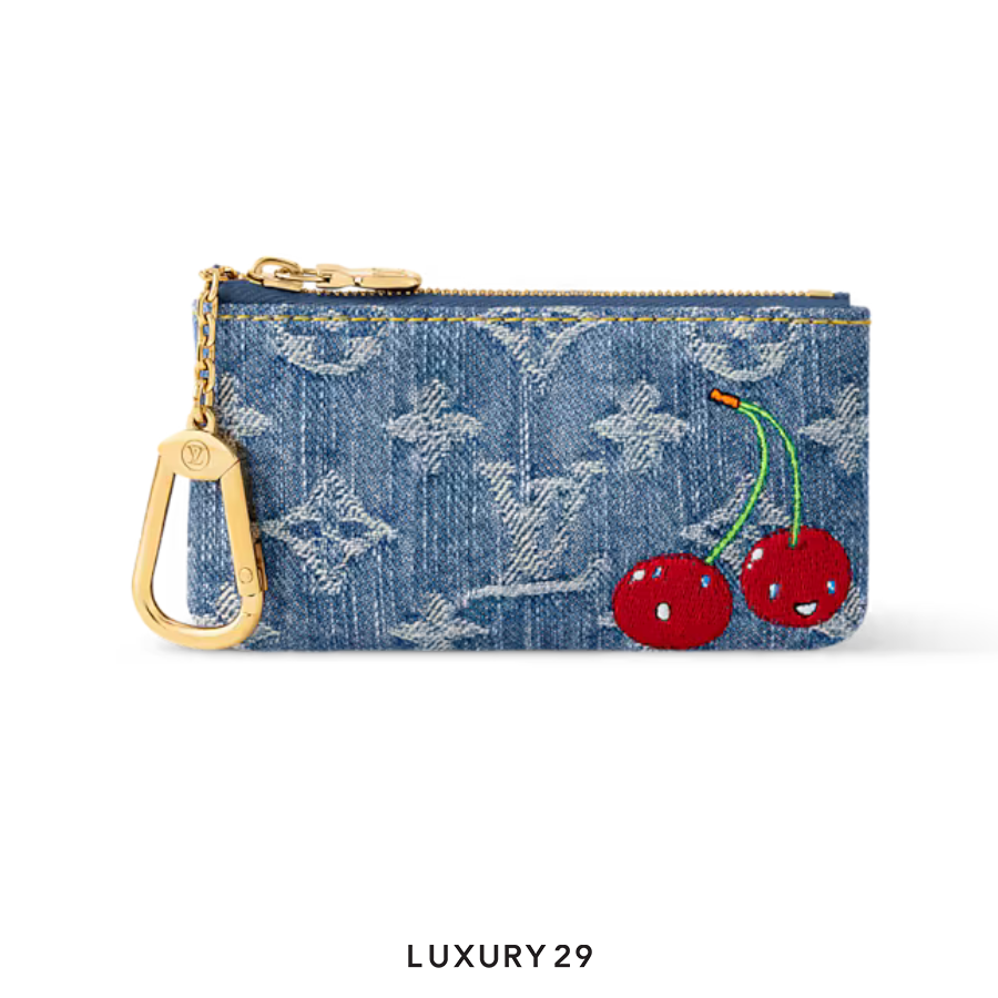 Louis Vuitton LV x TM Key Pouch Monogram cherry denim Blue LOUIS VUITTON
