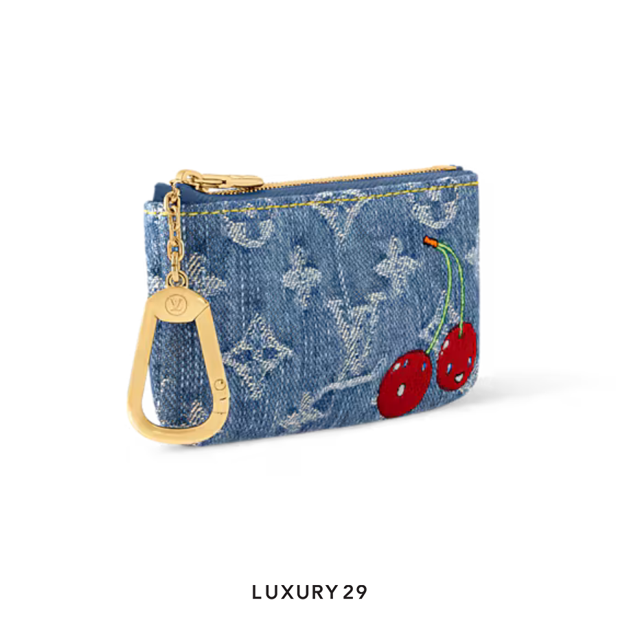Louis Vuitton LV x TM Key Pouch Monogram cherry denim Blue LOUIS VUITTON