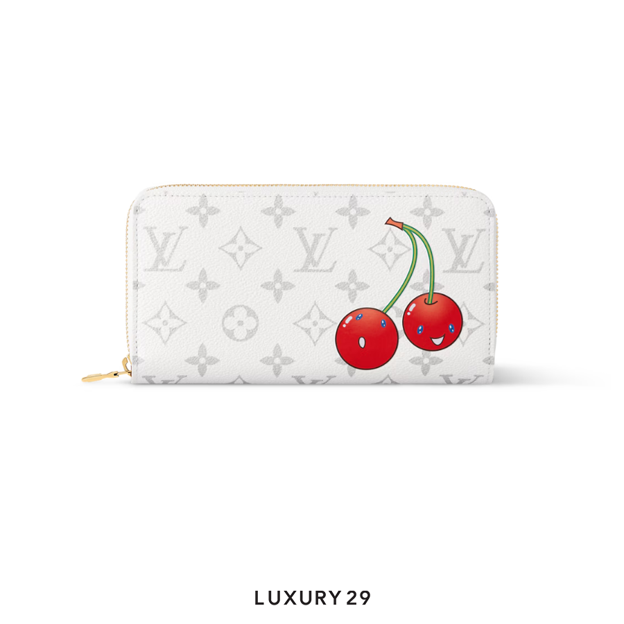 Louis Vuitton LV x TM Zippy Wallet Monogram White coated canvas Cherry LOUIS VUITTON
