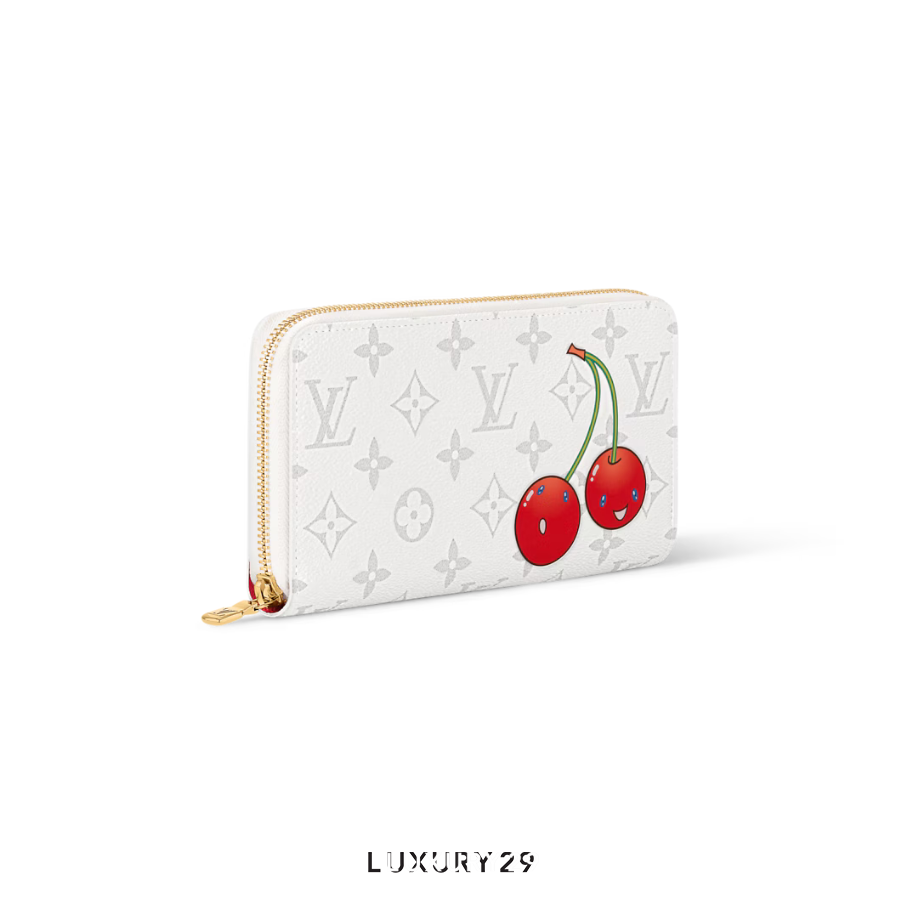 Louis Vuitton LV x TM Zippy Wallet Monogram White coated canvas Cherry LOUIS VUITTON