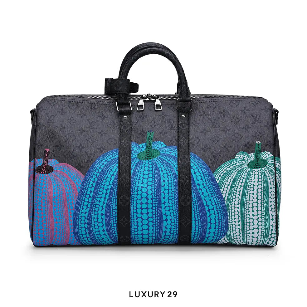 Louis Vuitton LV x YK Keepall 55 Monogram Eclipse Reverse Coated Canvas with Colorful Pumpkin Print LOUIS VUITTON