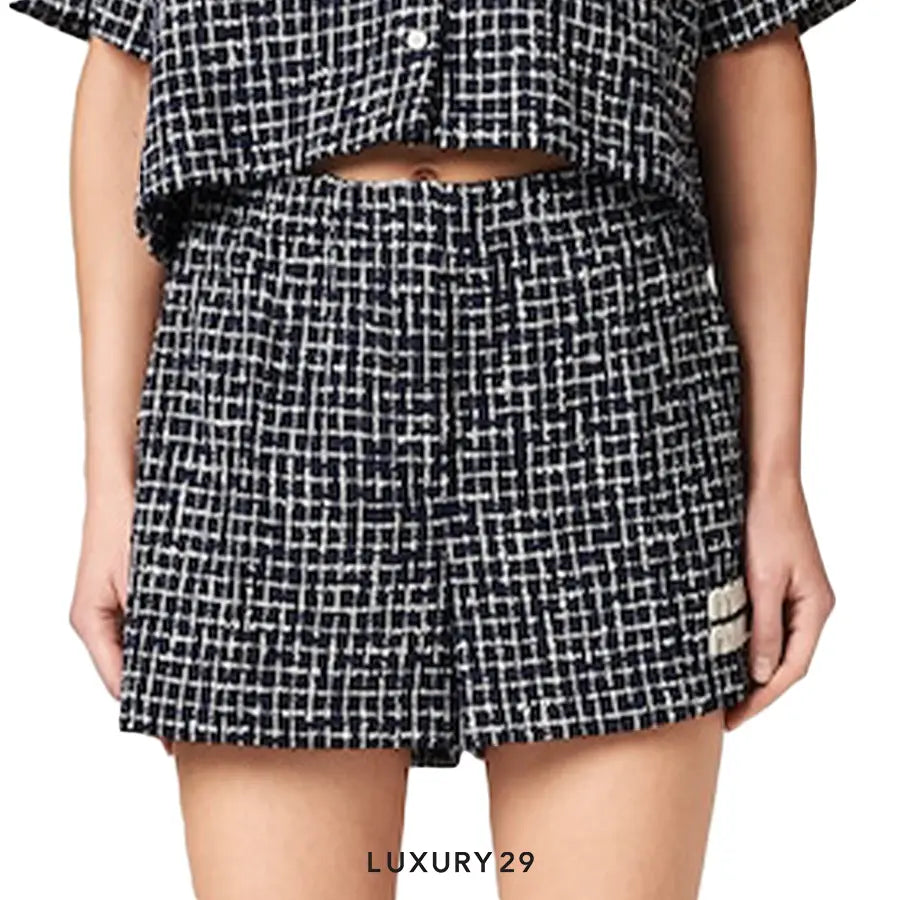 MIU MIU Checked tweed shorts Blue/Ivory MIU MIU