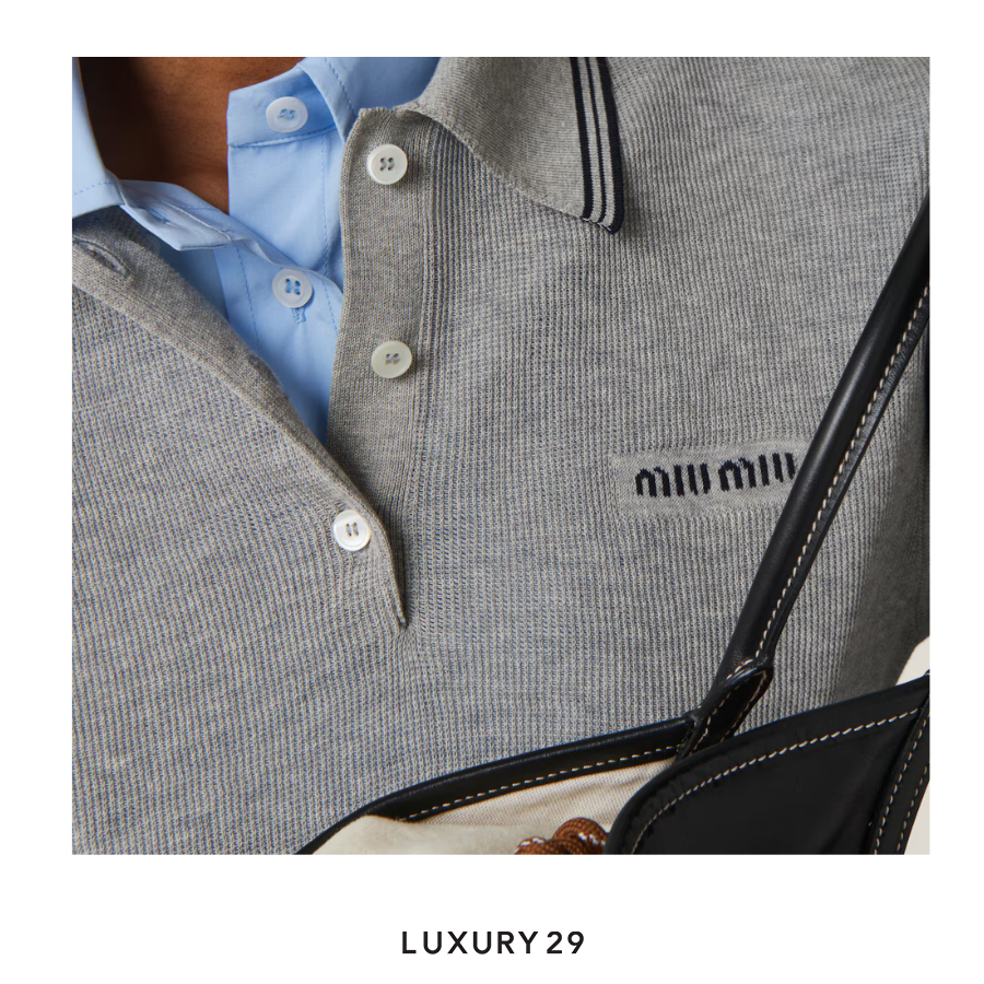 MIU MIU Cotton jersey polo shirt Marble/Blue MIU MIU