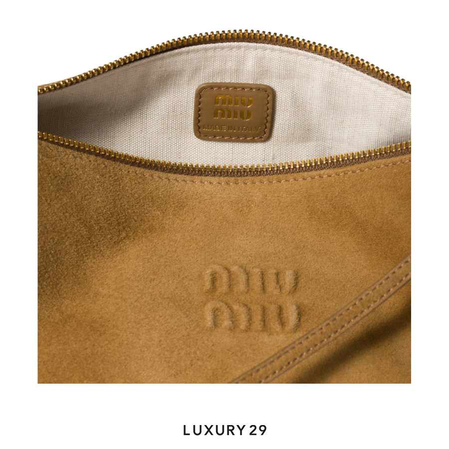 MIU MIU Suede pouch Olive Green MIU MIU