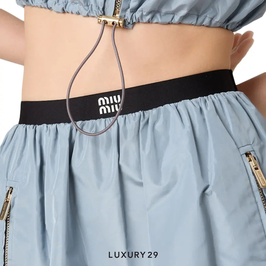 MIU MIU Technical silk miniskirt Astral Blue MIU MIU