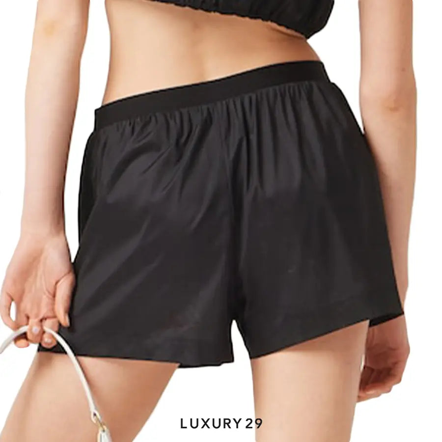 MIU MIU Technical silk shorts with printed logo Black MIU MIU