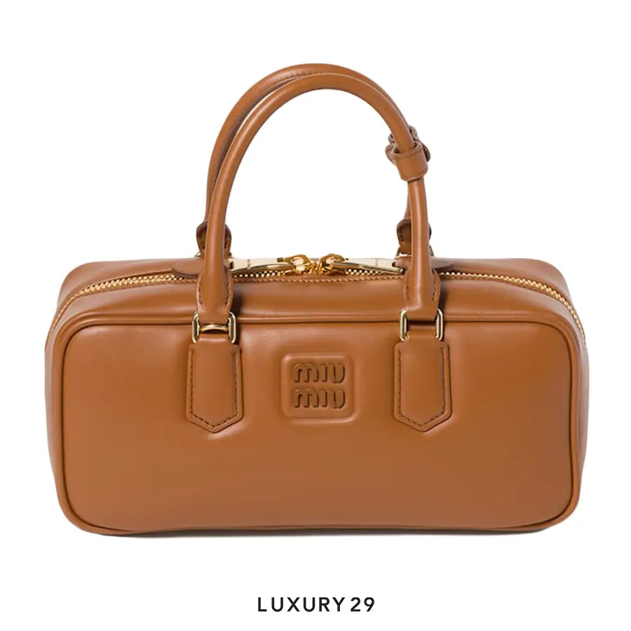 Miu Miu Arcadie Leather Bag Cognac M Wide