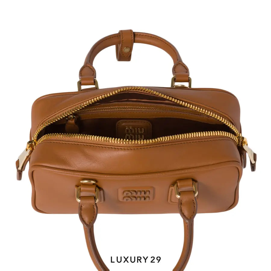 Miu Miu Arcadie Leather Bag Cognac S Wide MIU MIU