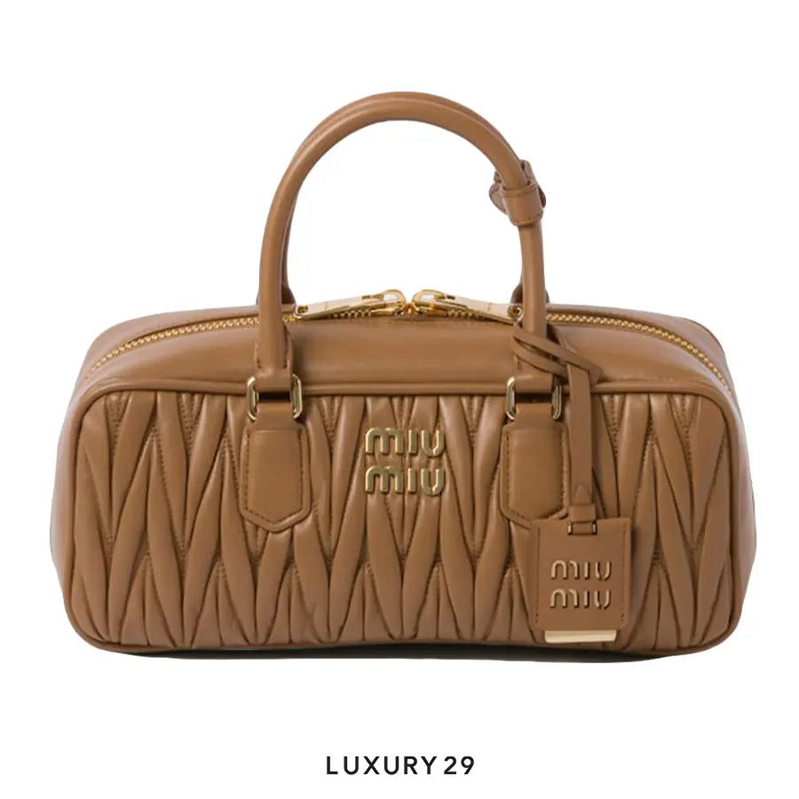 Miu Miu Arcadie Matelasse Nappa Leather Bag Caramel M Wide
