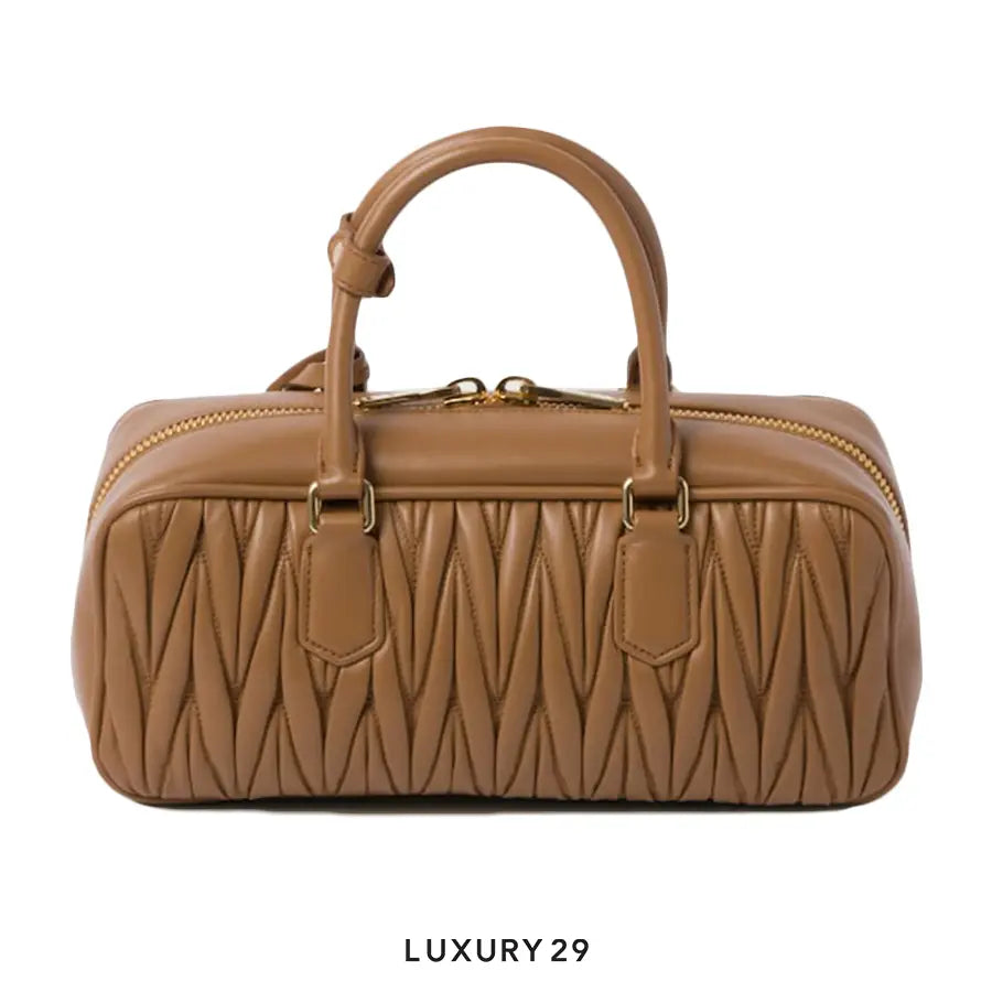 Miu Miu Arcadie Matelasse Nappa Leather Bag Caramel M Wide MIU MIU