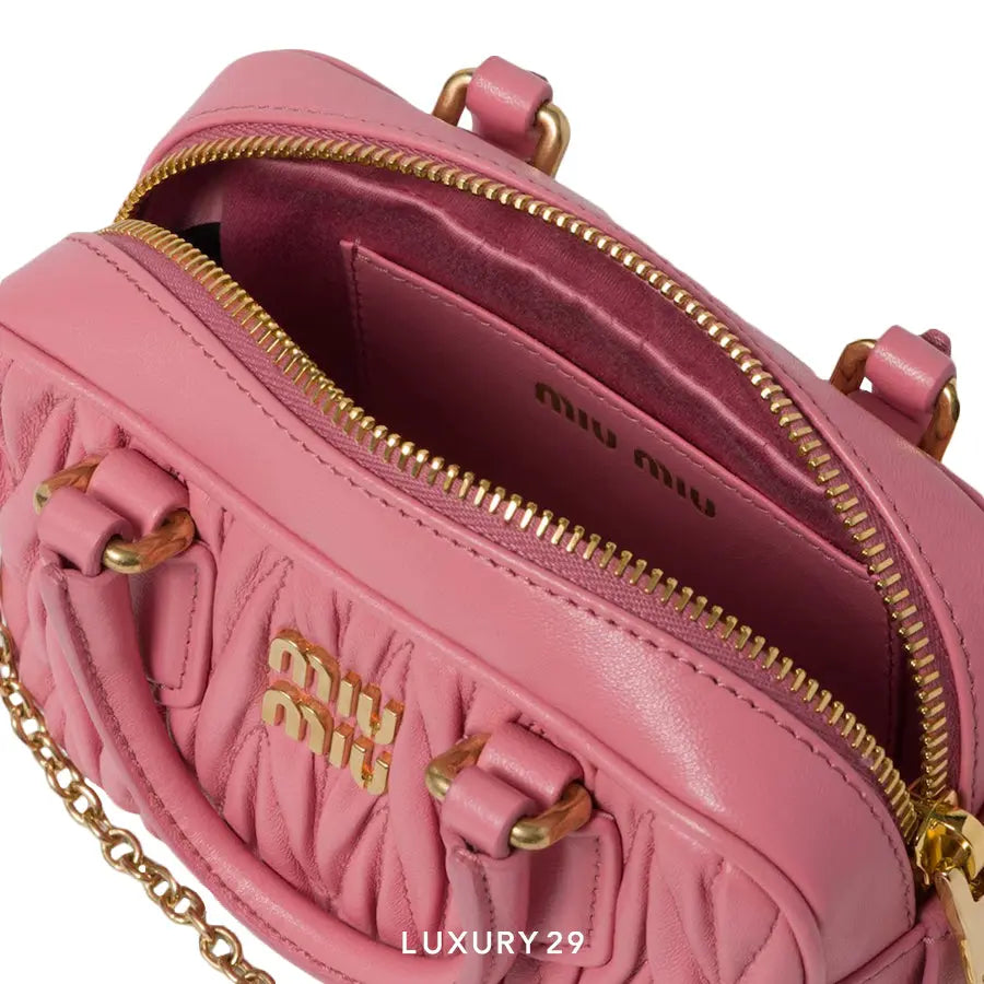 Miu Miu Arcadie Matelasse nappa leather micro-bag Petal Pink MIU MIU
