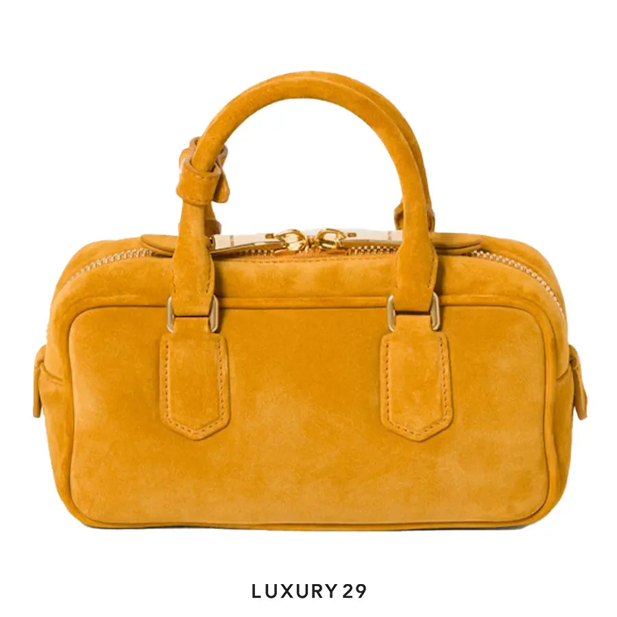 Miu Miu Arcadie padded suede top-handle bag Whiskey MIU MIU