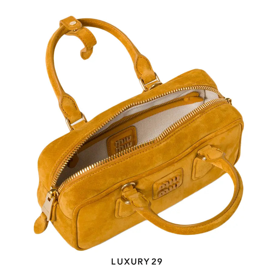 Miu Miu Arcadie padded suede top-handle bag Whiskey MIU MIU