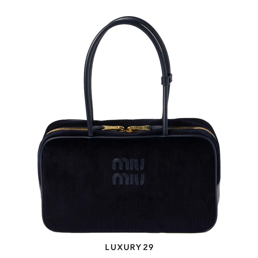 Miu Miu Beau Corduroy Top-Handle Bag Navy